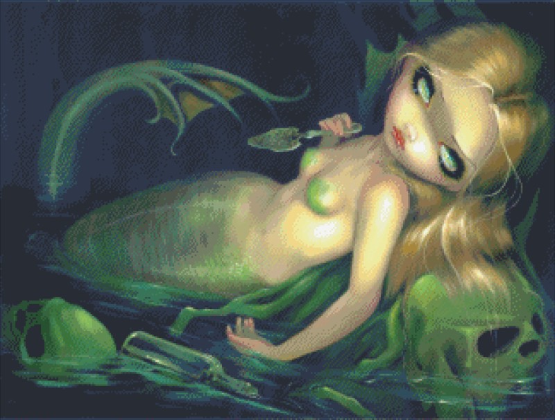 Diamond Painting Canvas - Mini Absinthe Mermaid - Click Image to Close