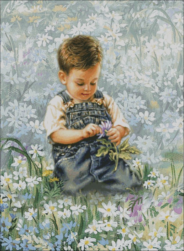 Boy With Daisies - Click Image to Close