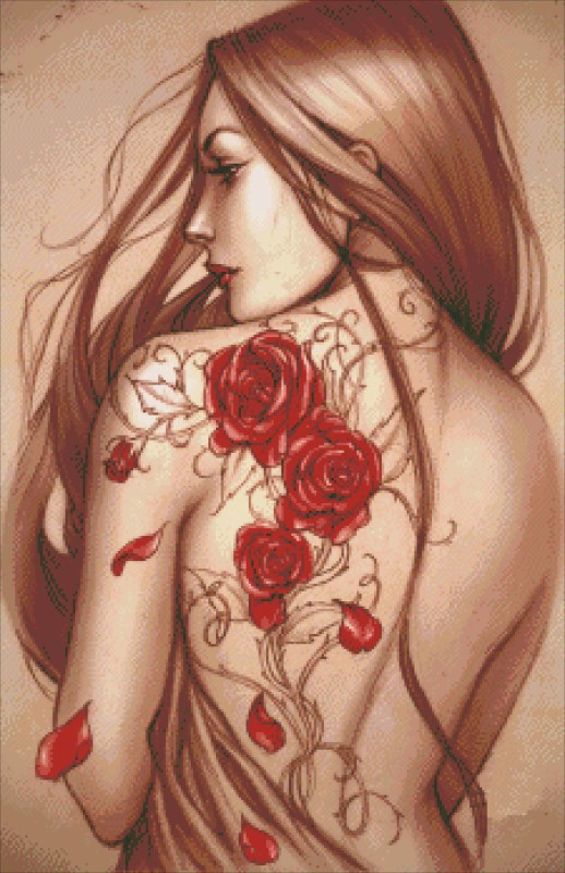 Diamond Painting Canvas - Mini Rose Tattoo - Click Image to Close