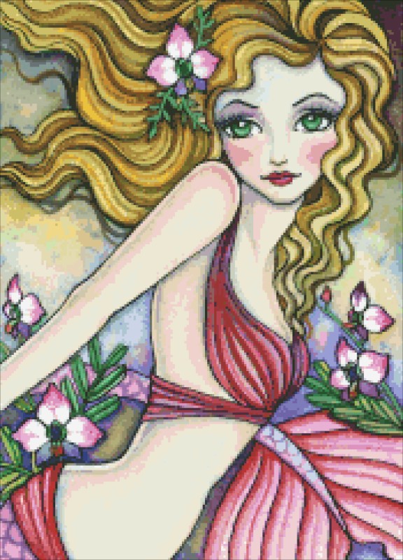 Diamond Painting Canvas - QS Orchid Mermaid - Click Image to Close