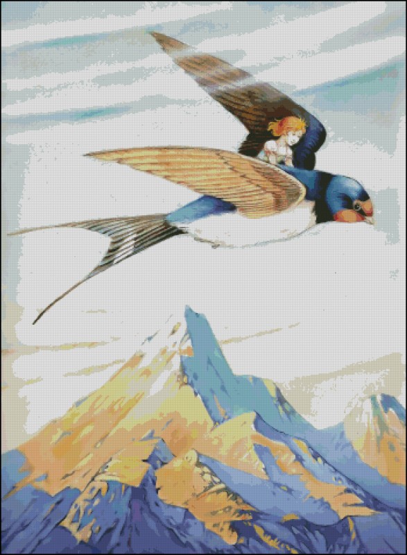 Thumbelina Riding on Swallow - Click Image to Close