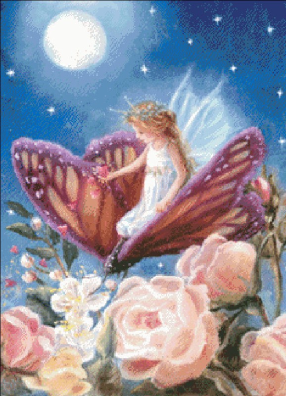 Mini Fairy On Butterfly - Click Image to Close