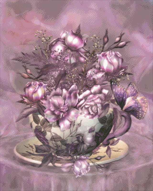 Diamond Painting Canvas - Mini Tea And Roses - Click Image to Close