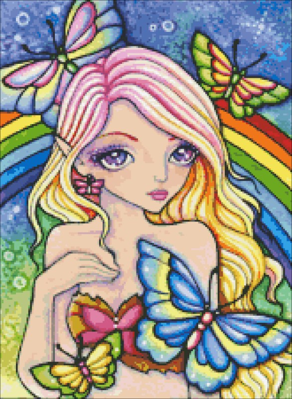 Diamond Painting Canvas - QS Rainbow Butterfly - Click Image to Close