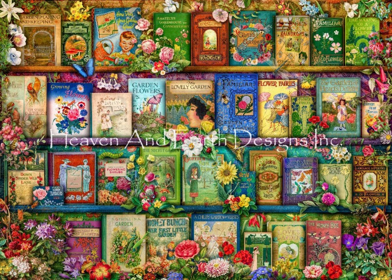 Vintage Summer Garden Book Shelf - Click Image to Close
