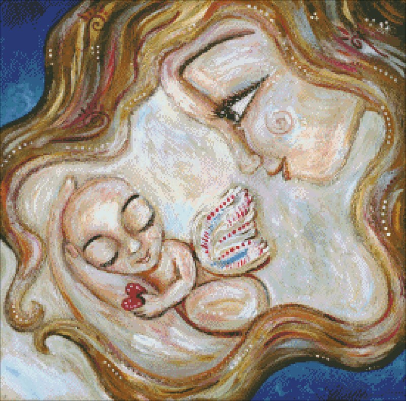 Diamond Painting Canvas - Mini Holding An Angel - Click Image to Close
