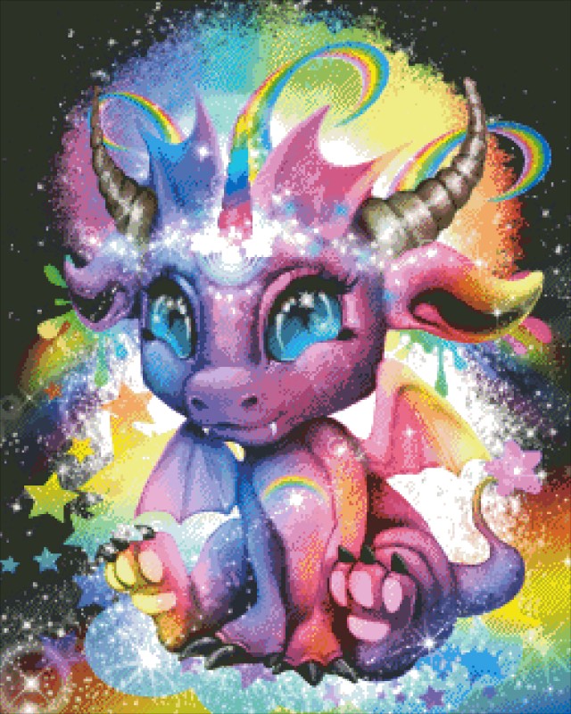 Diamond Painting Canvas - Mini Rainbow Lil Dragonz