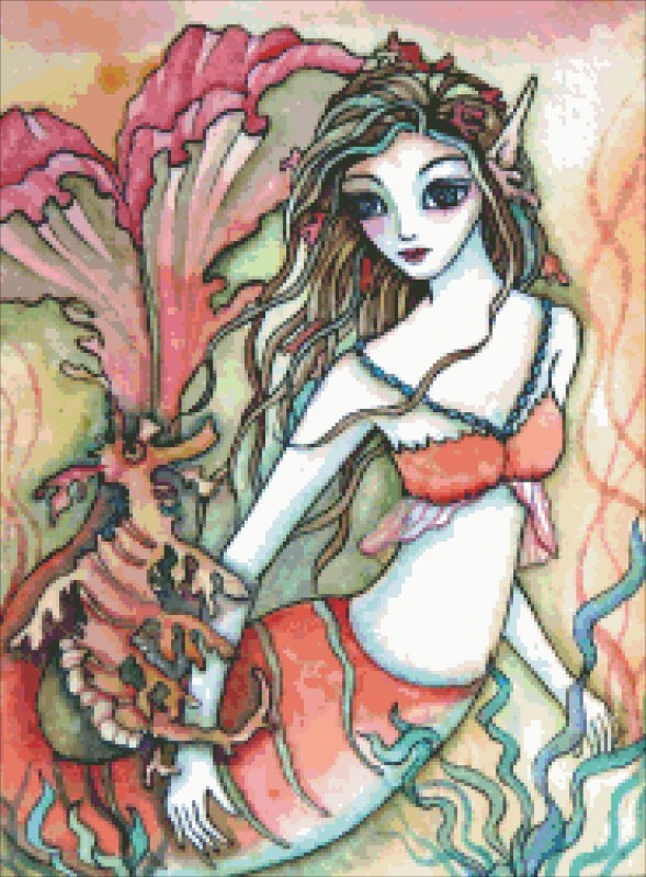 Diamond Painting Canvas - QS Sea Dragon Mermaid - Click Image to Close