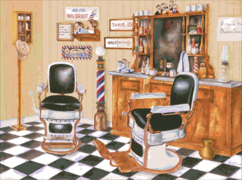 Diamond Painting Canvas - Shave And A Haircut - Click Image to Close