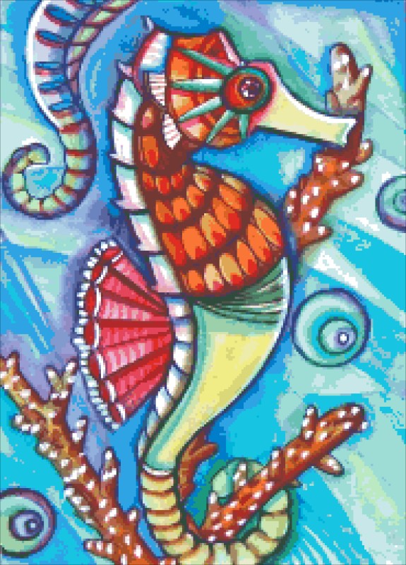 Diamond Painting Canvas - QS Seahorse 1 - Click Image to Close