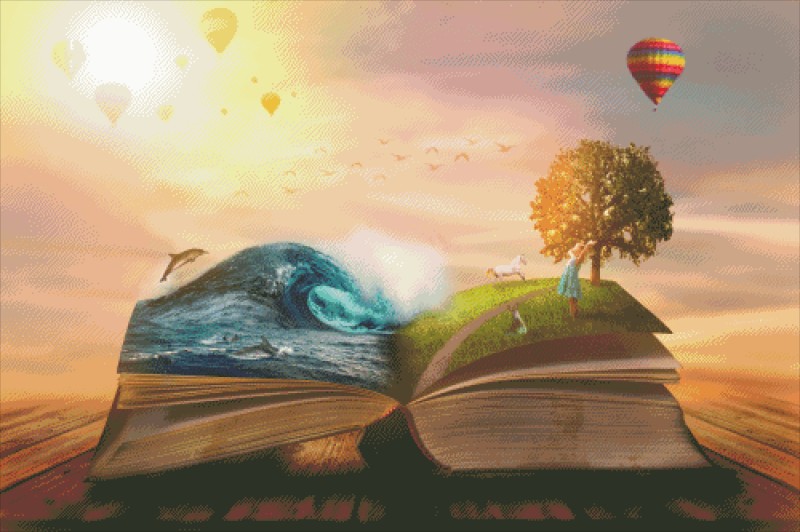 Diamond Painting Canvas - Concept of An Open Magic Book - Click Image to Close