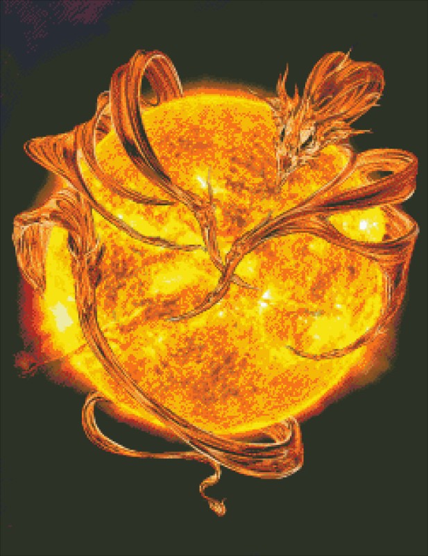 Diamond Painting Canvas - Mini Sun Dragon - Click Image to Close