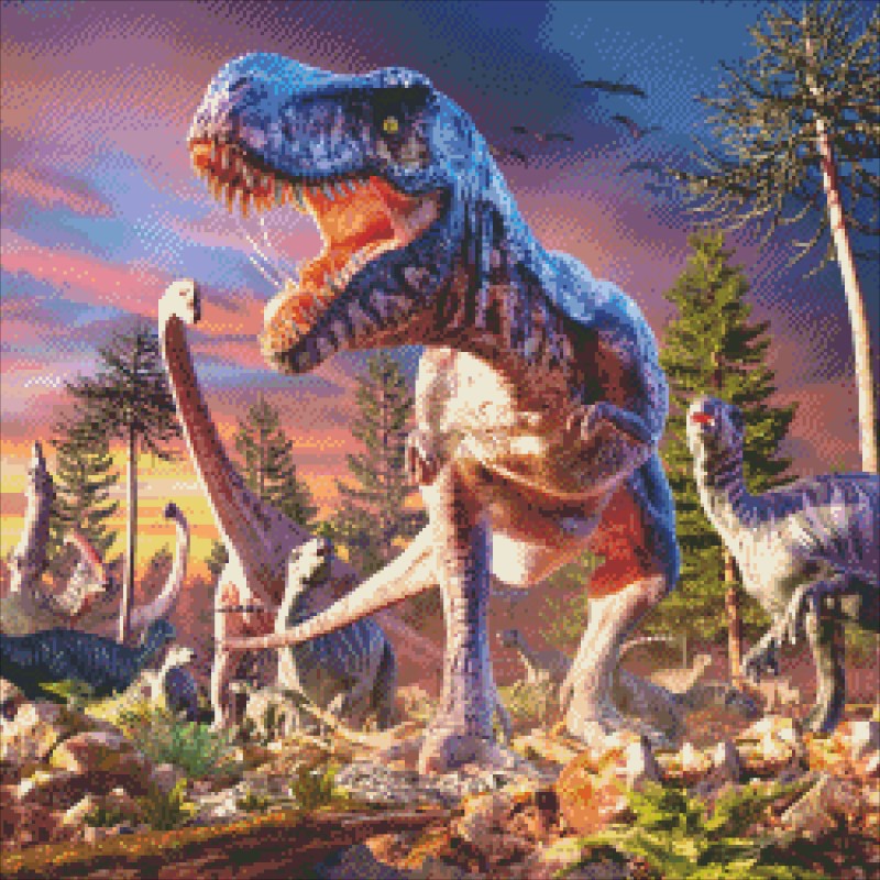 Diamond Painting Canvas - Mini T-Rex Attack - Click Image to Close
