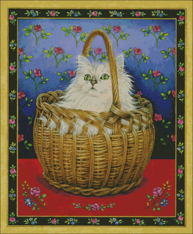 Roses Cat Bengy in Basket - Click Image to Close
