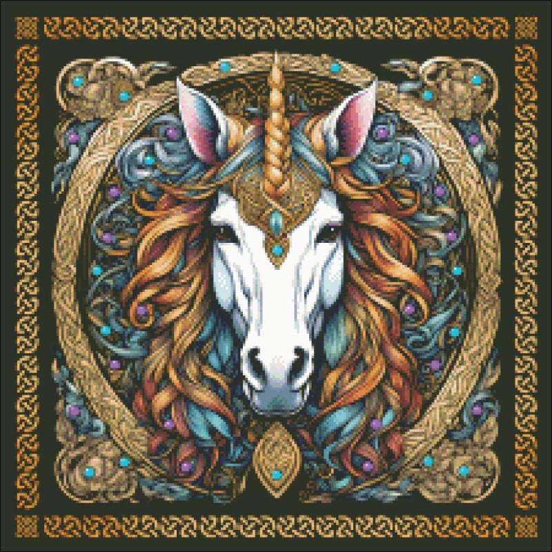 Diamond Painting Canvas - Mini The Celtic Unicorn - Click Image to Close