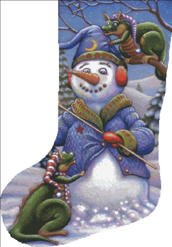 Stocking Snowman Magic - Click Image to Close