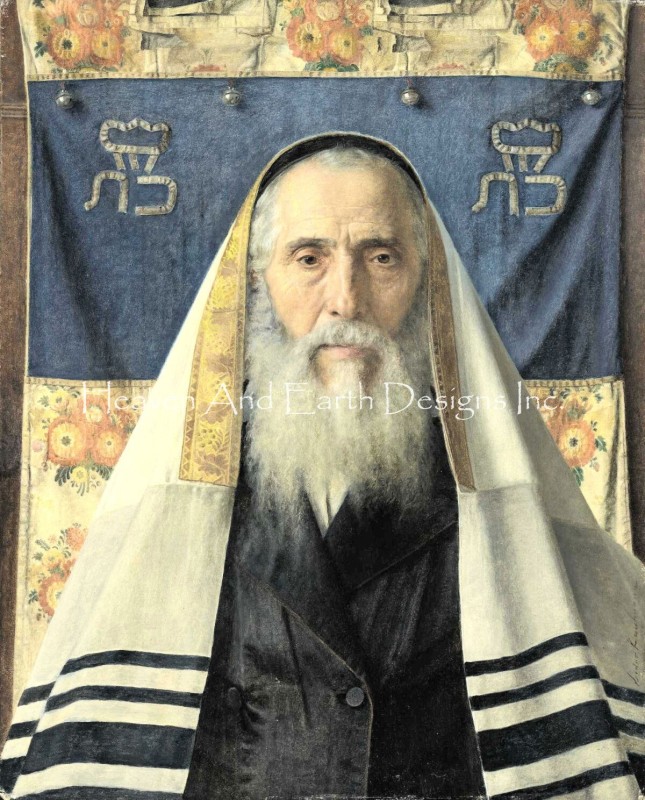 Portrait of Rabbi With Prayer Shawl Request A Size - Click Image to Close