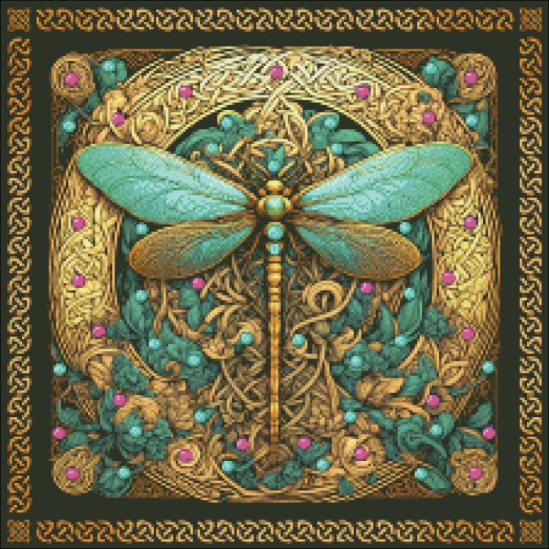 Diamond Painting Canvas - Mini The Celtic Dragonfly - Click Image to Close