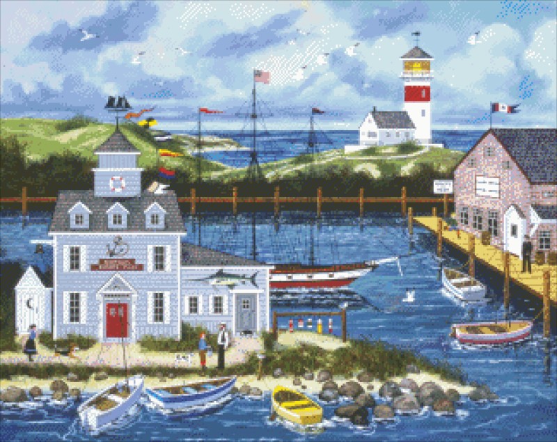 Diamond Painting Canvas - Mini Peaceful Harbor - Click Image to Close