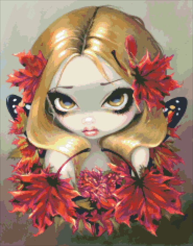 Diamond Painting Canvas - Mini Red Maple Fairy - Click Image to Close