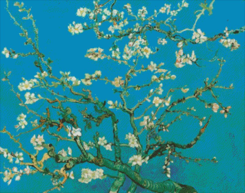 Diamond Painting Canvas - Mini Almond Blossom Blue - Click Image to Close
