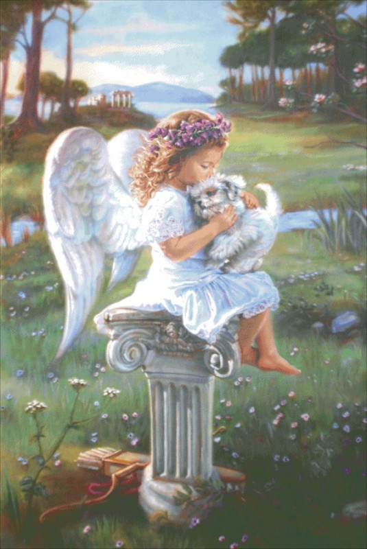 Angel and White Puppy - Click Image to Close