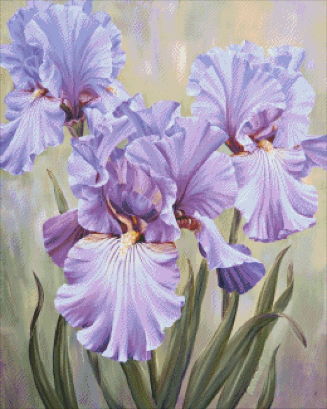 Diamond Painting Canvas - Mini Mauve Irises - Click Image to Close