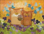 Mini Orange Cranky Cats With Bee