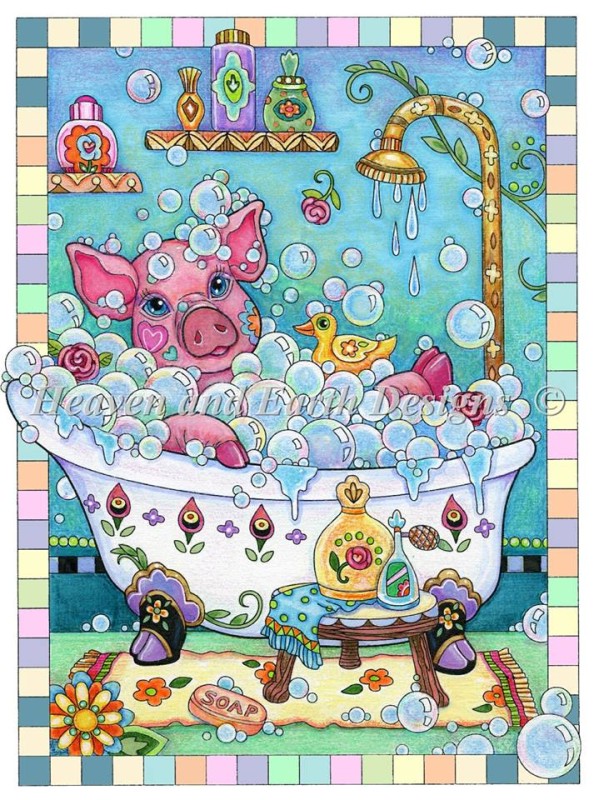 Piggy In A Bubble Bath - Click Image to Close