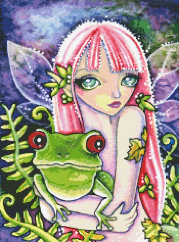Diamond Painting Canvas - QS Green Frog Elf - Click Image to Close