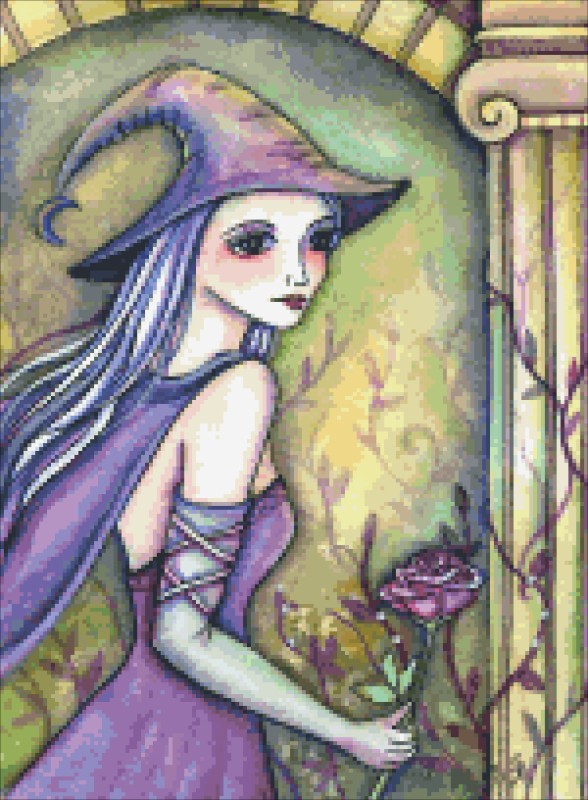 Diamond Painting Canvas - QS Purple Rose Witch - Click Image to Close