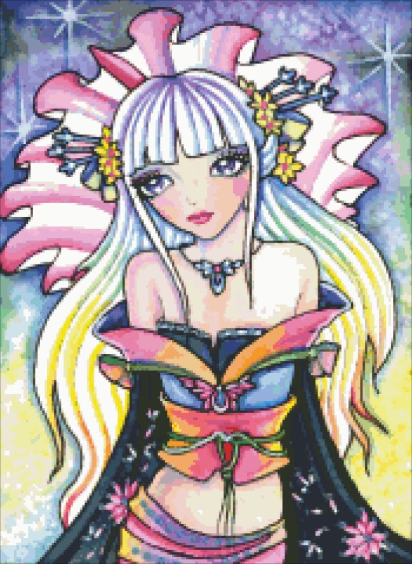 Diamond Painting Canvas - QS Kimono Rainbow Mermaid - Click Image to Close
