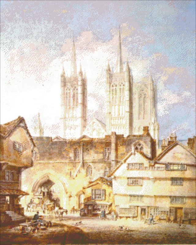Diamond Painting Canvas - Mini Cathedral Church At Lincoln - Click Image to Close