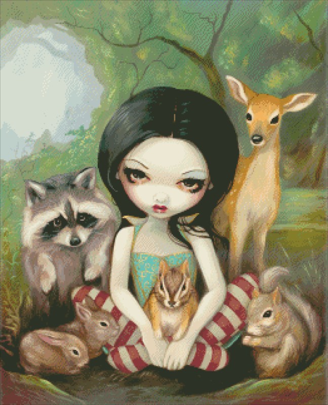 Diamond Painting Canvas - Mini Snow White And Friends - Click Image to Close