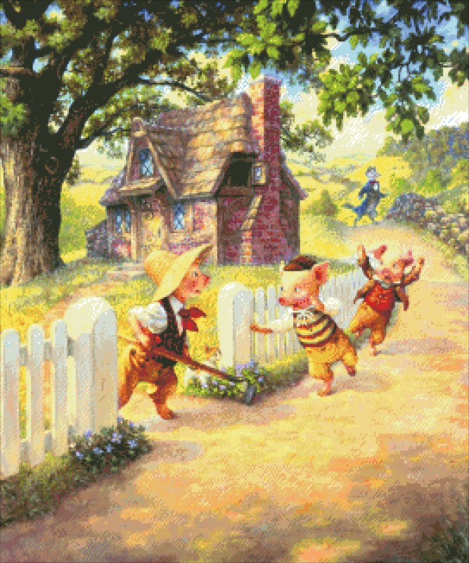 Diamond Painting Canvas - Mini The Three Little Pigs - Click Image to Close
