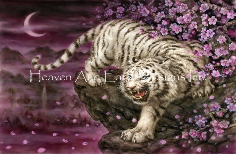 Supersized White Tiger Cherry Blossoms Max Colors - Click Image to Close