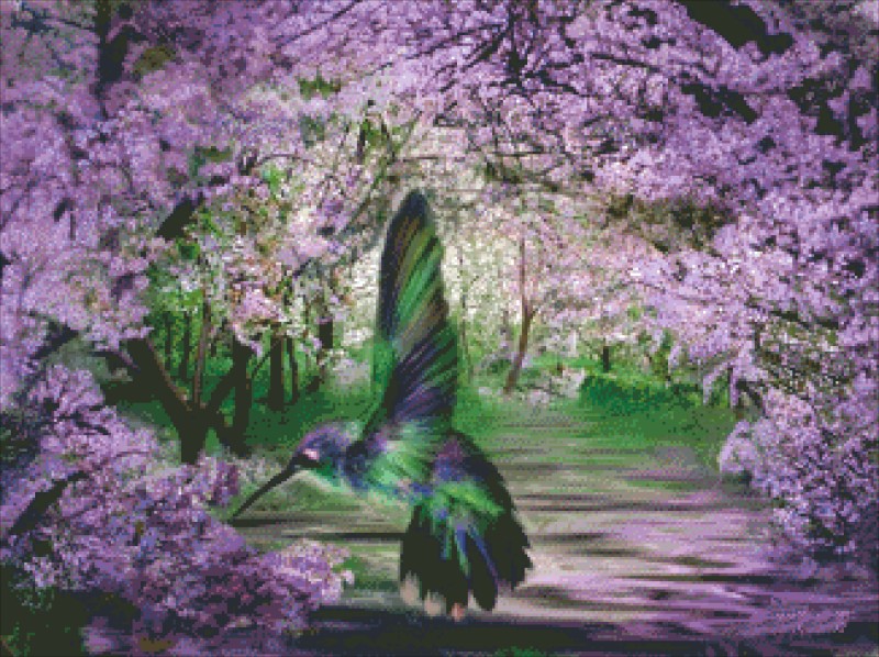 Diamond Painting Canvas - Mini Spring Hummer - Click Image to Close