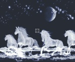 Diamond Painting Canvas - Silver Moon Ocean Spirit Horses