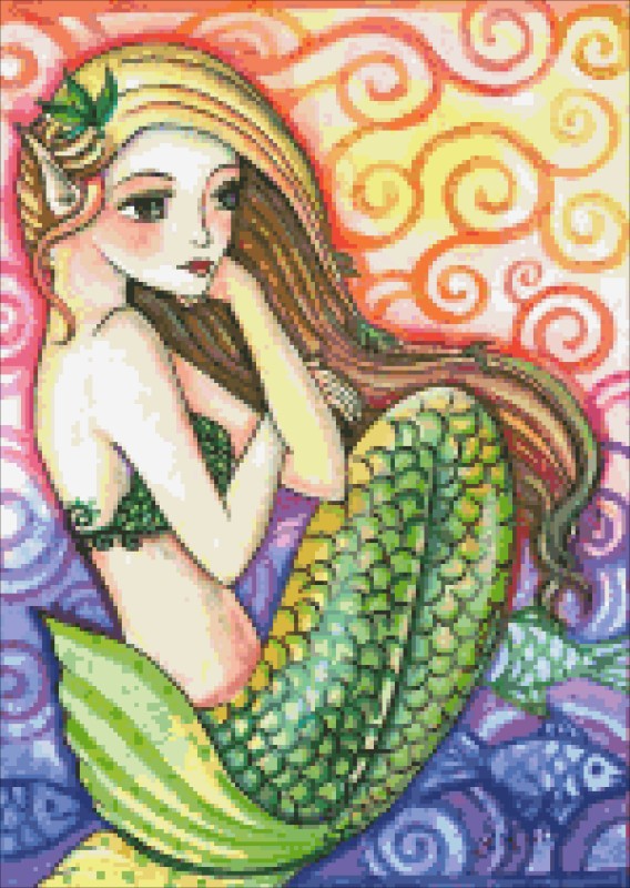 Diamond Painting Canvas - QS Day Dreaming Mermaid - Click Image to Close