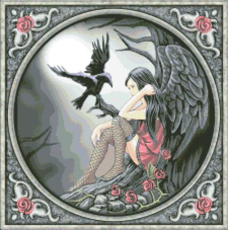 Diamond Painting Canvas - Mini Gothic Girl - Click Image to Close
