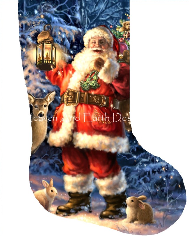 Stocking Woodland Santa DG Max Colors - Click Image to Close