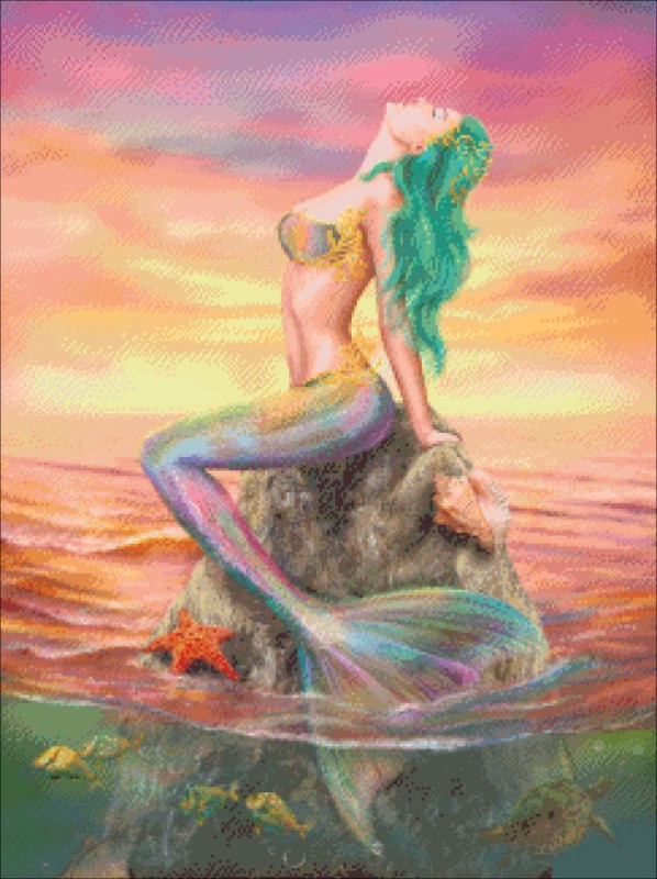 Mini Mermaid At Sunset - Click Image to Close