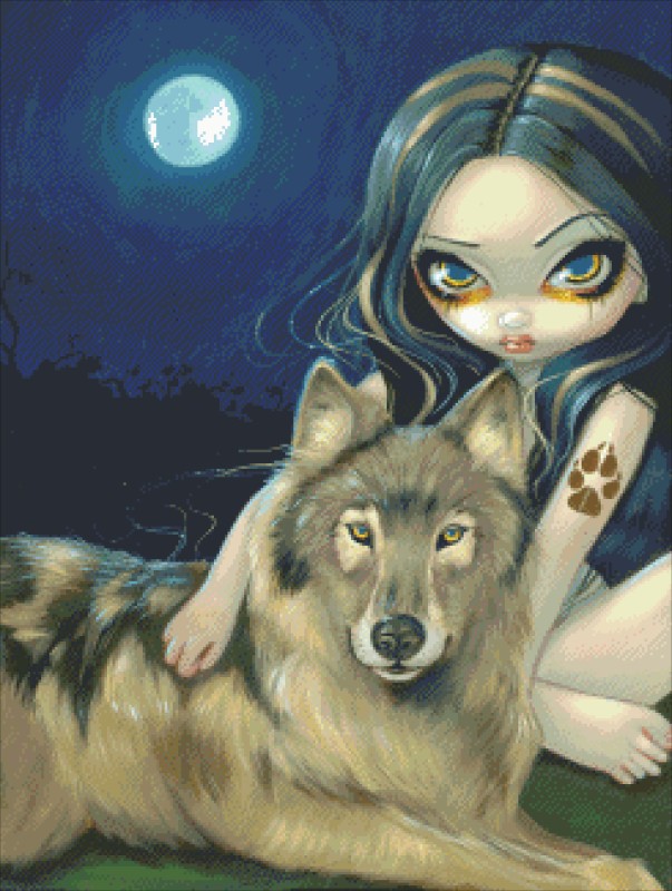 Diamond Painting Canvas - Mini Wolf Moon JBG - Click Image to Close