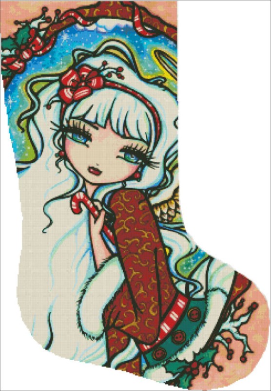 Stocking Candy Cane Angel - Click Image to Close