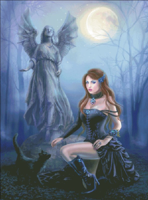 Fantasy Woman And Black Cat Material Pack - Click Image to Close