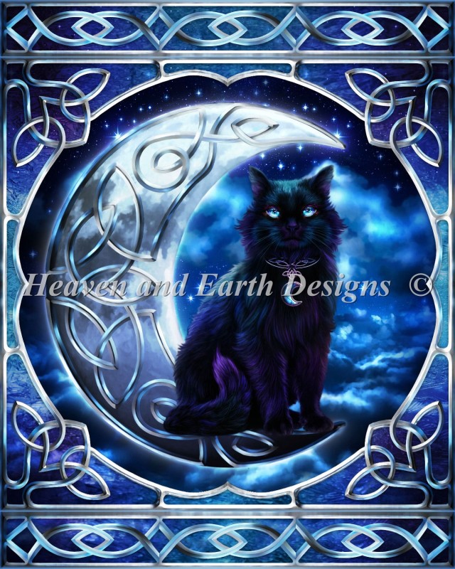 Midnight Moon Celtic Black Cat - Click Image to Close