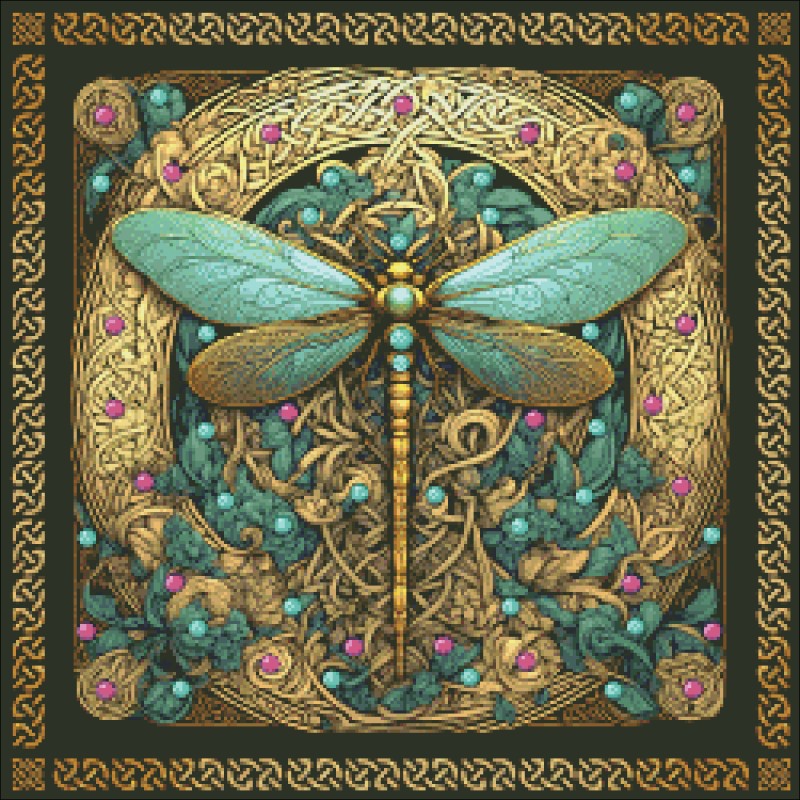Diamond Painting Canvas - The Celtic Dragonfly Request A Size - Click Image to Close