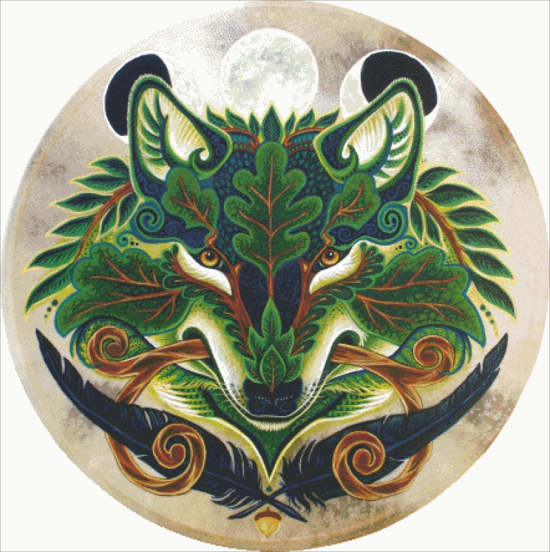 Diamond Painting Canvas - Green Wolf - Click Image to Close