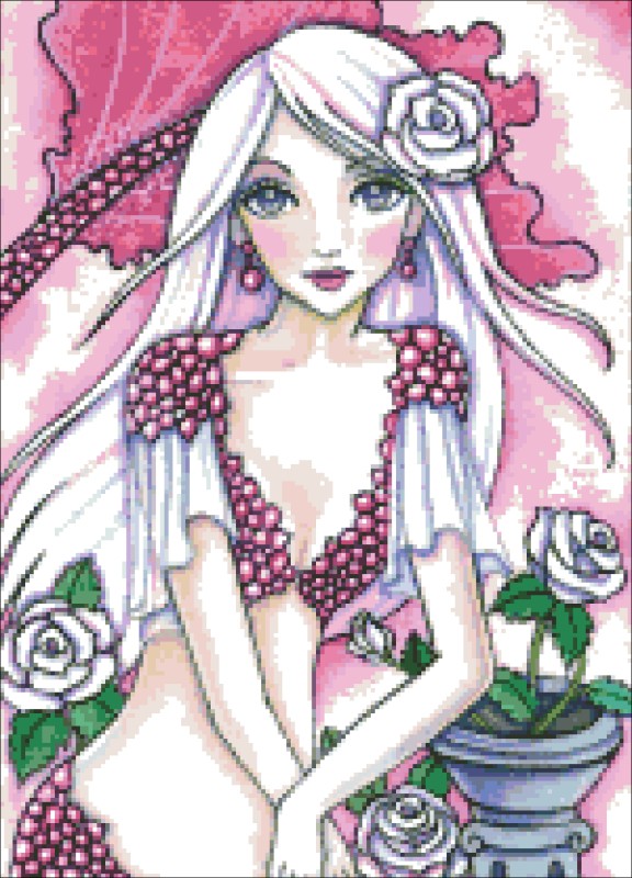 Diamond Painting Canvas - QS Sweet Pink Mermaid - Click Image to Close