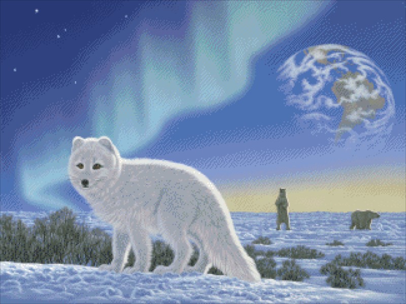 Diamond Painting Canvas - Mini Arctic Fox - Click Image to Close